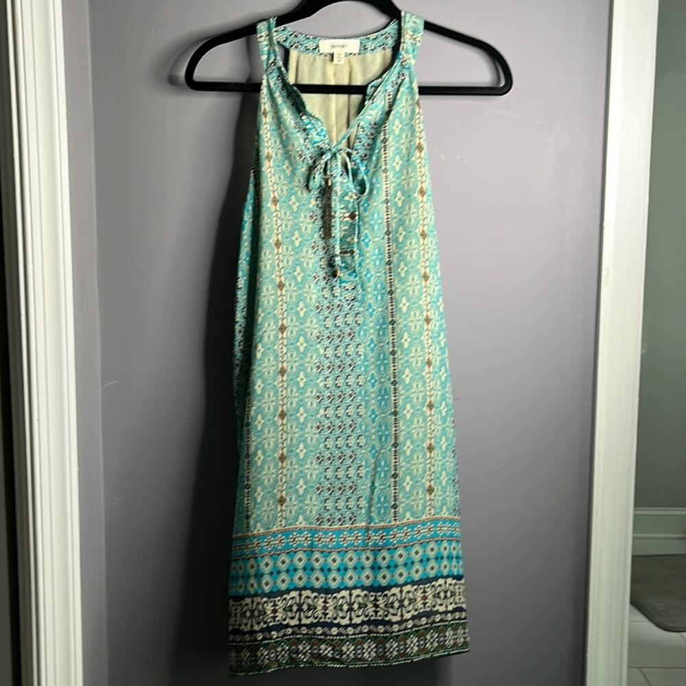 Meraki Blue Printed Halter Dress Medium